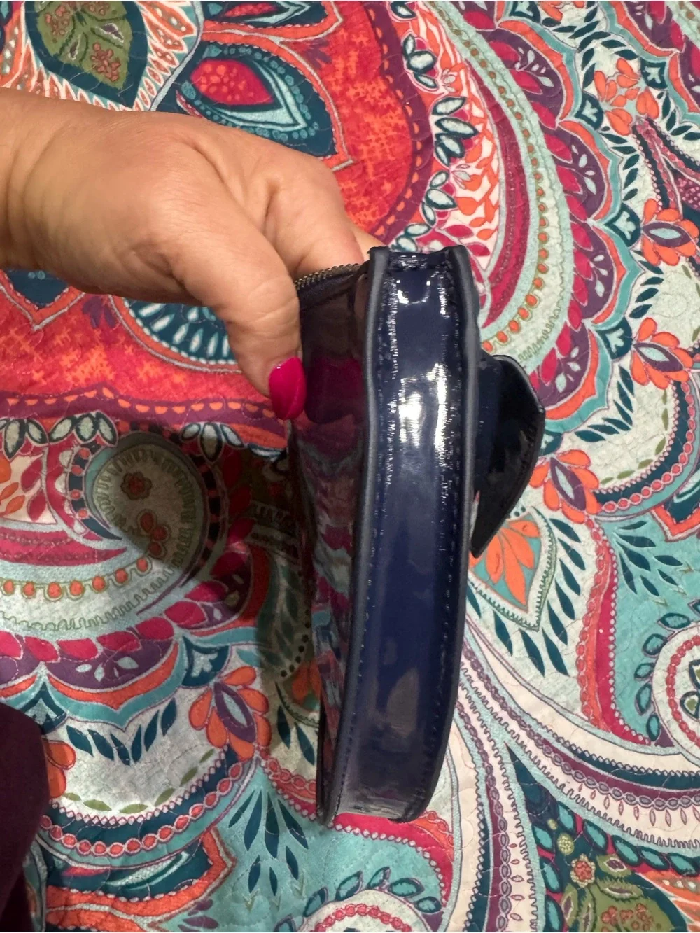 Banana Republic Navy Patent Half-Moon Clutch with Glitter Accent